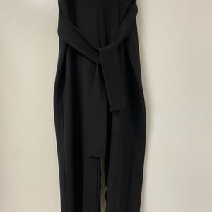 Neiman Marcus Classic Black Front-Tie Crop Pants